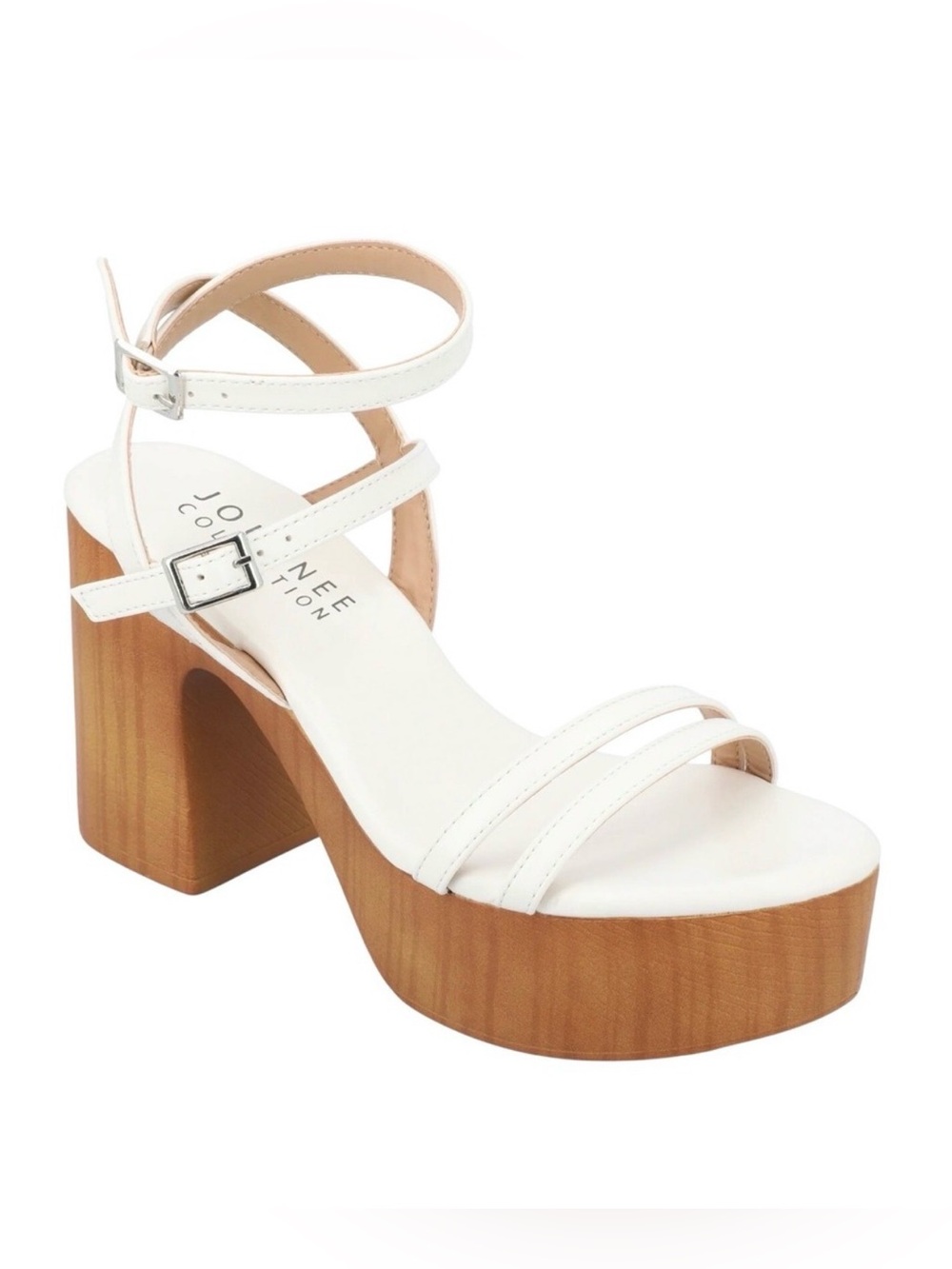 Journee Collection Emerynn‎ White Platform Clog Heel Sandals Size 10 New